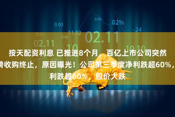 按天配资利息 已推进8个月，百亿上市公司突然公告，重磅收购终止，原因曝光！公司第三季度净利跌超60%，股价大跌